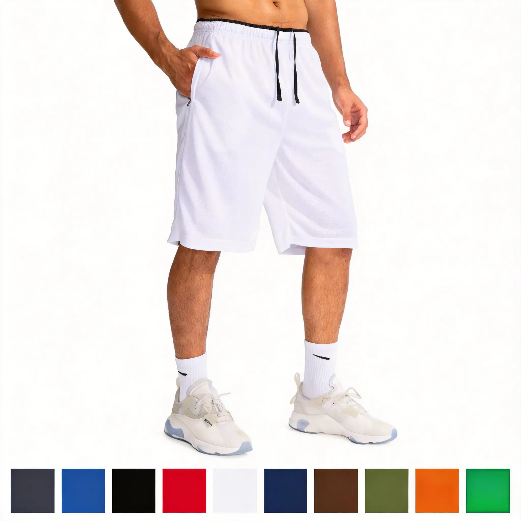 Men's 9-in Loose Fit Quick Dry Activewear Shorts, Lightweight Breathable Mesh Plain Comfy Shorts with Pockets, for Workout, Running, Athletic Training Shorts, Breathable Fitness Shorts