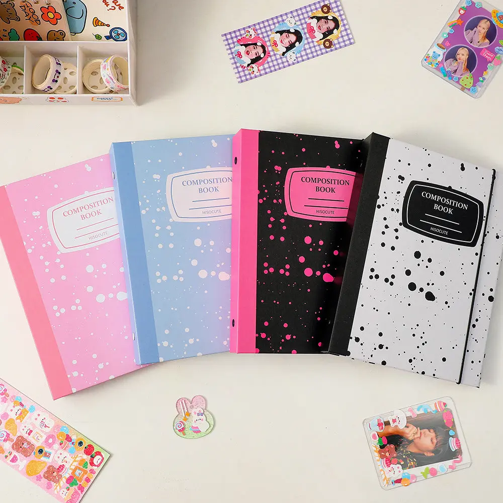 A5 Composition Photo Binder - Available in Multiple Colors with "Composition Book" Text and Decorative Elements