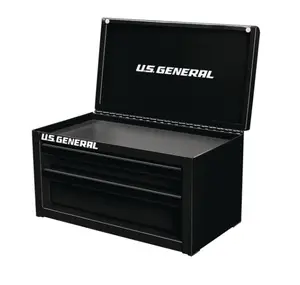 U.S. GENERAL Mini Steel Toolbox, Black, 10 lb. Total Capacity, Durable Ball Bearing Drawer Slides, Magnetic Drawer Locking, 6 in. x 6 in. x 11 in.
