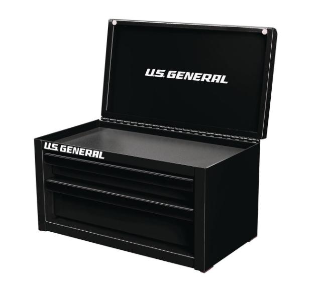 U.S. GENERAL Mini Steel Toolbox, Black, 10 lb. Total Capacity, Durable Ball Bearing Drawer Slides, Magnetic Drawer Locking, 6 in. x 6 in. x 11 in.