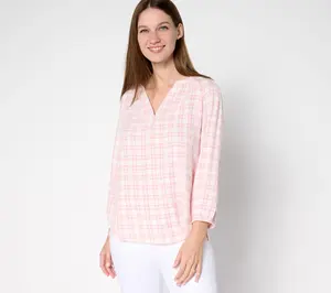 Belle by Kim Gravel Mini Plaid Weekend Peasant Shirt
