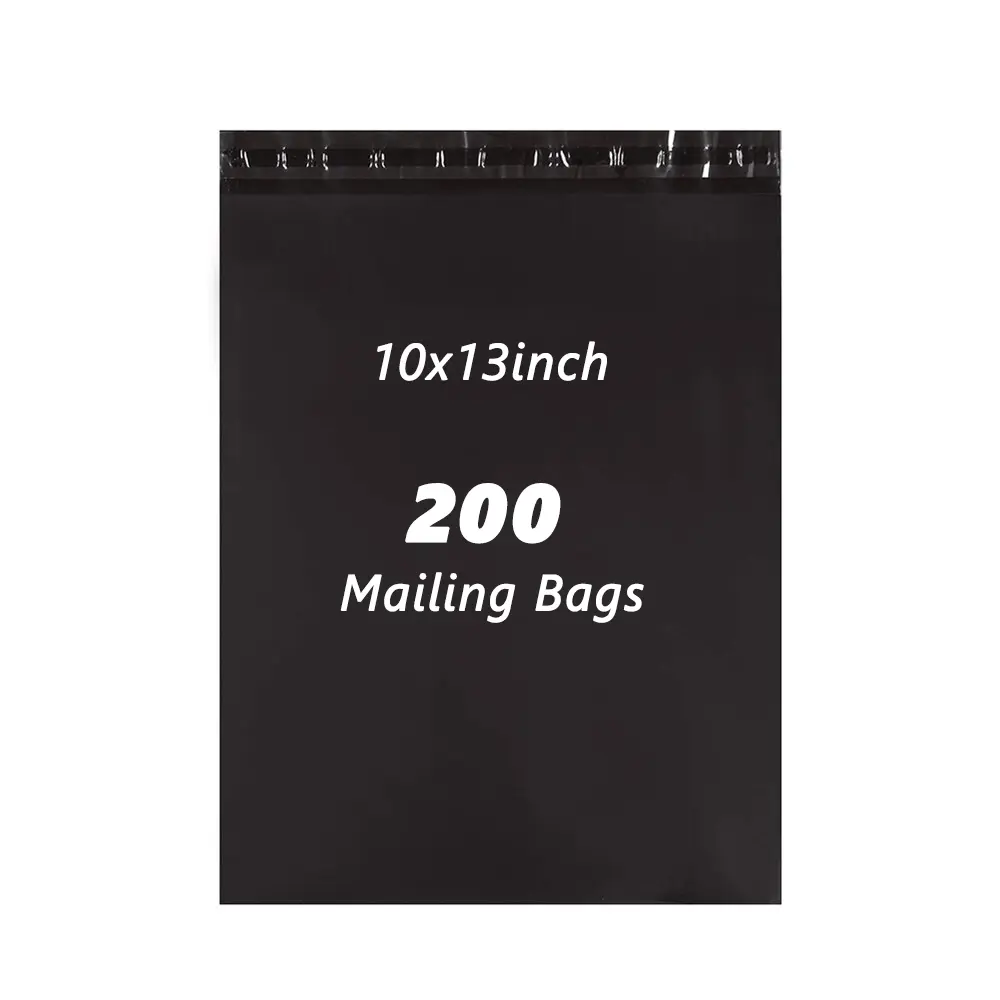 SJPACK 200PCS 10x13inch Black Waterproof Poly Mailers Secure Shipping Envelopes Mailing Bags for Non-Fragile Items with High Adhesive Seal