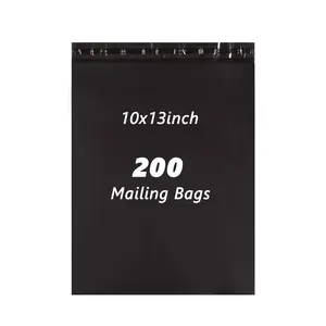 SJPACK 200PCS 10x13inch Black Waterproof Poly Mailers Secure Shipping Envelopes Mailing Bags for Non-Fragile Items with High Adhesive Seal