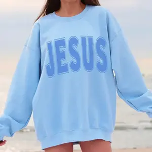 Trendy Christian Varsity Sweatshirt – Aesthetic Jesus Oversized Faith Sweater, Cute Christian Apparel, Religious Gift for Her, Inspirational Cozy Crewneck