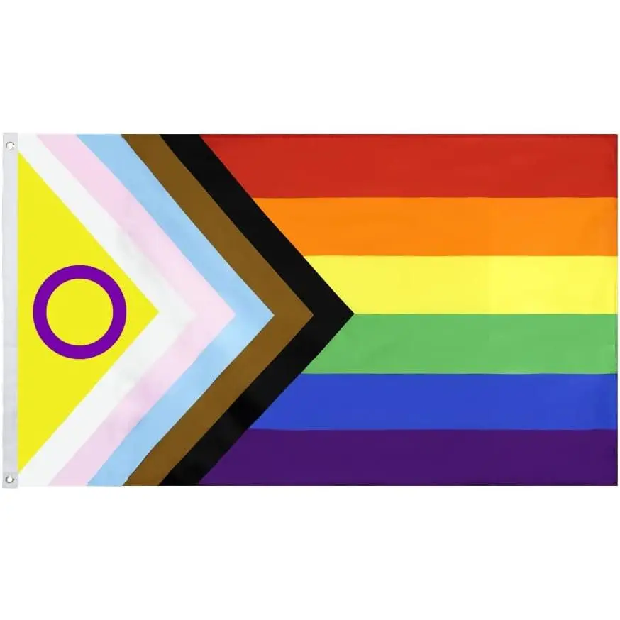 Intersex Progress Pride Flag 3x5Fts - All inclusive Lesbian Gay Bisexual Transgender Rainbow