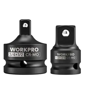 WORKPRO Impact Socket Adapter and Reducer, 3/4" F to 1/2" M & 1/2" F to 3/4" M Drive Socket Adapter Set, Cr-Mo Steel, Square Drive Adapter for Impact Driver Conversions
