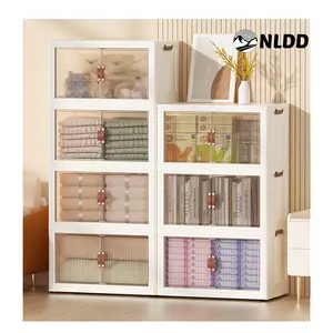 NLDD Stackable Storage Innovation: Collapsible Bins with Lids for Multi-Room Use, From Towels to Toys, Versatile & Dustproof Organization Containers Boxes Organiser