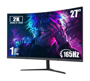 Rehisk 27'' 2K QHD 165Hz Curved Gaming Monitor - 2560p, 1ms IPS Panel, AdaptiveSync, Ultra-Thin Bezel, Tilt Adjustable