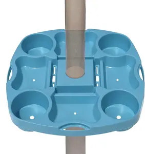 Myard Payandpack Umbrella Table Tray 15 Inches for Beach, Patio, Garden, Swimming Pool with 4 Drink Holder, 4 Snack Compartments, 4 Sunglasses Holes, 4 Phone Slots (Blue)