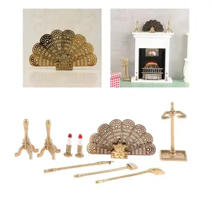 1/12 Dollhouse Fireplace Decoration Miniature Model Realistic Multipurpose  Metal Ornaments Pretend Play Toy for Life Scene Scenery