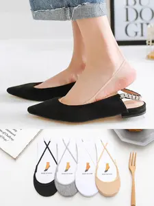 4 Pairs of Women's Summer High Heel Half-Palm Socks – Invisible low-cut design, non-slip and non-rubbing for long walks, the perfect match for pumps and high heels, comfortable and seamless, Fit, Plain Invisible Socks