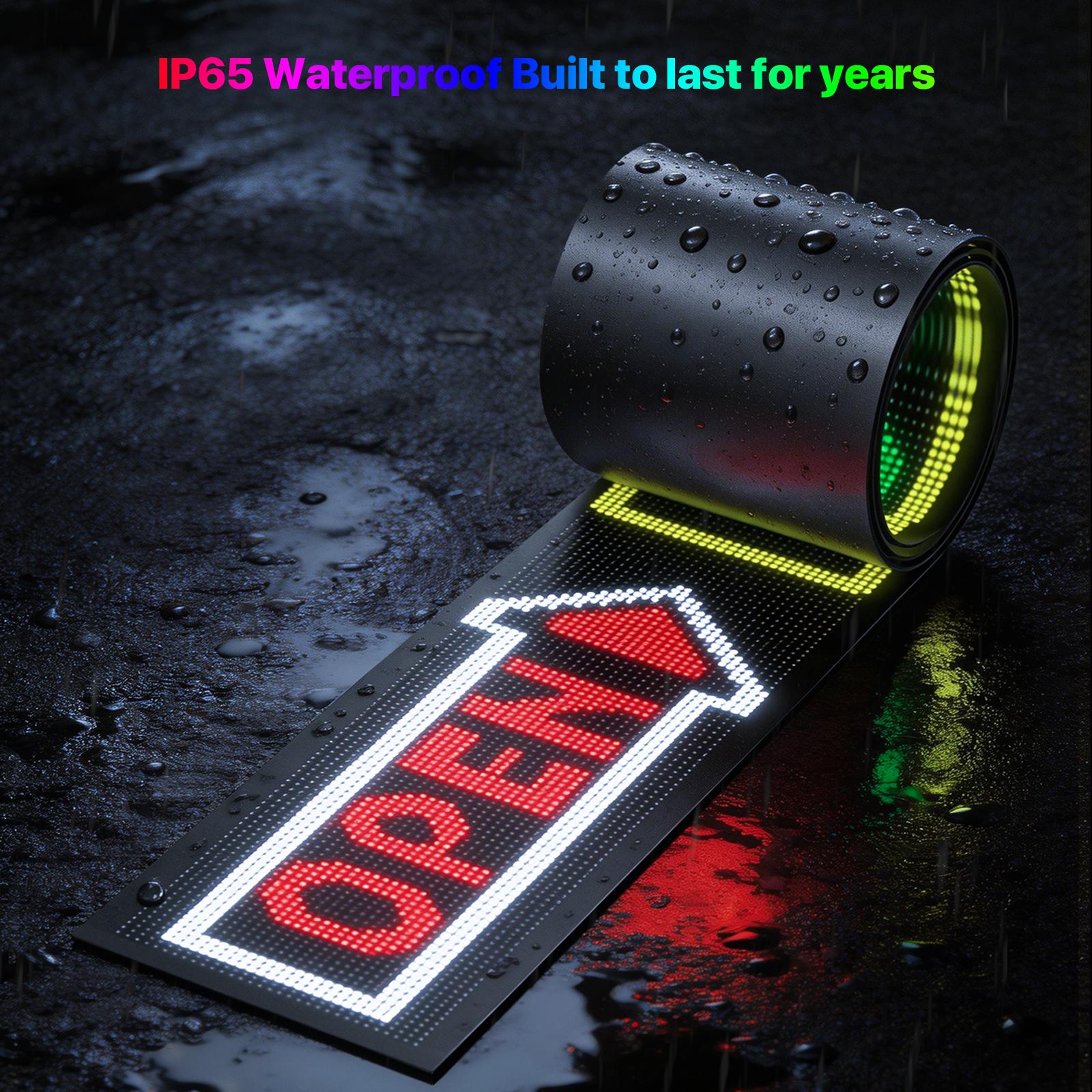 HYPERLITE Scrolling LED Message Sign USB Programmable Display Board Custom Text Marquee Light with App Control for Business Restaurant Event Christmas Decor Multiple Sizes 898mm to 3340mm stockup mothersday