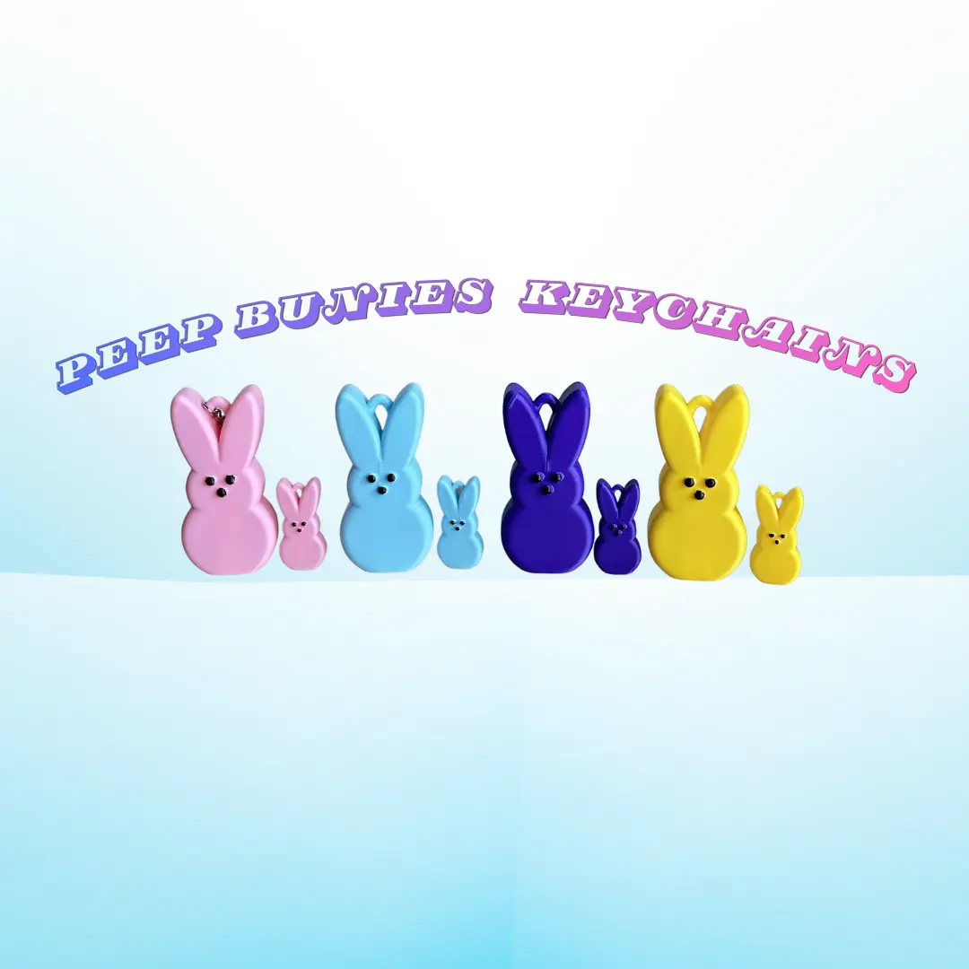 3D Printed Easter Marshmallow Peep Keychain Toy for Kids, Teens, Adults Easter Basket Gift