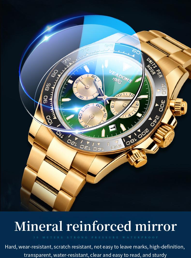 【Jumpstart sale】Men's  Luxury Dress Watch Business Fashion VALENTINE'S DAY GIFT  Quartz Watch Multifunctional wristwatch Chronograph QuartzMovement Luminous Date WaterResistant Boss Wristwatch for Party DailyWear Birthday Gift with Box