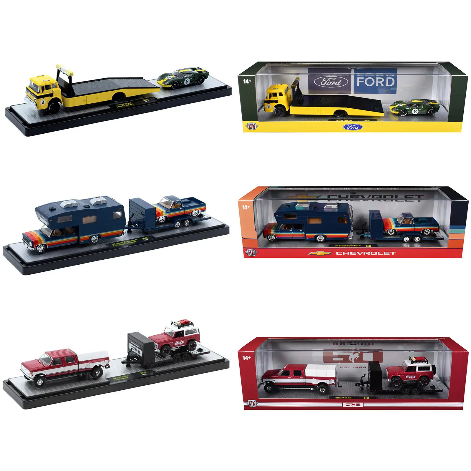 Auto Haulers Set of 3 Trucks Release 100 Limited Edition to 9600 pieces Worldwide 1/64 Diecast Models by M2 Machines
