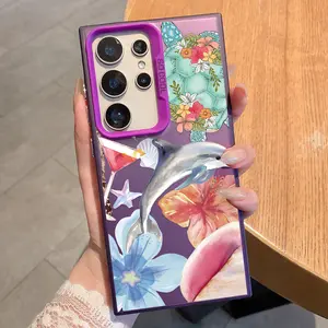 Beach Day Dolphin Phone Case Suitable for Samsung Galaxy S26 S25 S24 A37 A57 A17 A07 A56 A26 A36 A55 A35 A06 A16 A05 A14 A24 A34 A54 A15 A05s A04e A25 S23 S22 S21 S20 FE Ultra Plus Edge 4G 5G Anti Fall Matte Back Cover