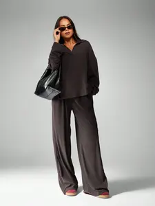 MISSGUIDED Hooded Sweatshirt With Wide Leg Pants Set