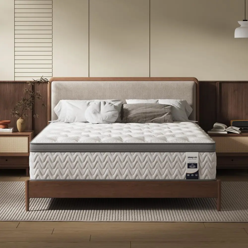 8 Inch Twin Mattress, Foam & Bonnell Springs Hybrid Mattresses, Fiberglass Free - No Odor