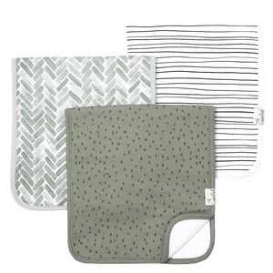 Premium Baby Burp Cloths - 3-Pack Large Cotton Burp Cloths, Extra Soft Spit Up Rags with 3 Absorbent Layers, Perfect for Baby Boy and Baby Girl Gifts (21" x 10" Size, Alta Set)