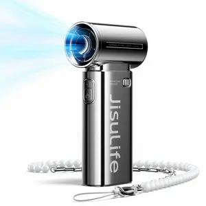 JISULIFE Life9 Chrome Portable Handheld Fan Turbo High Speed Cooling 18H 5000mAh Rechargeable Fashion Mini Fan Stylish Music Festival & Concert Accessory Valentines Day Gifts for Men Women