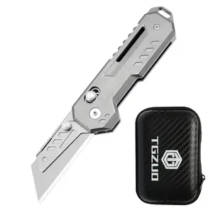 Tgzuo Titanium Folding Paper Cutter with Clip, Mini Edc Pocket Knife, Outdoor Tool, Compact and Portable, Ideal for Cutting
