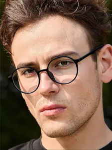 Men's Fashion Round Lens Glasses Frame, Casual Daily Wear & Office Style, Lightweight Perfect for Students, Stylish High Quality Eyewear Choice, Trendy Casual Eyeglass Frames