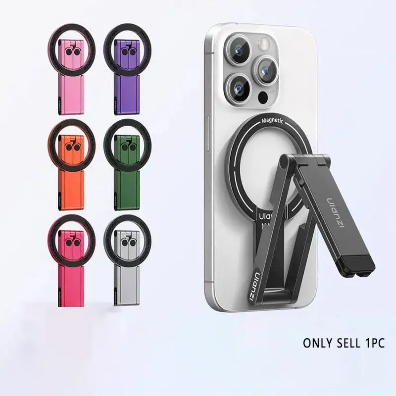 Ulanzi MA60 Folding Magnetic Phone Tripod Holder 0.8cm Ultra-Slim Compact Selfie Stand Dual-Sided Magnet Phone Tripod for Desktop Stand Selfie Livestreaming Vlog Accessories Cellphone Selfie Accessory