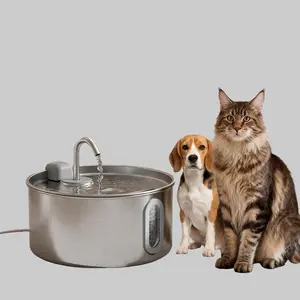 112oz/0.85Gal/3.2L stainless steel cat and dog water dispenser, pet water dispenser, ultra quiet stainless steel pet water dispenser, suitable for small dogs, cats and medium to large animals (including 6 filters, USB cable, 3.2L)