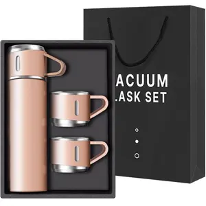 500ML Stainless Steel Vacuum Flask Gift Set Office Business Style Thermos Bottle Outdoor Hot Water Thermal Insulation Couple Cup