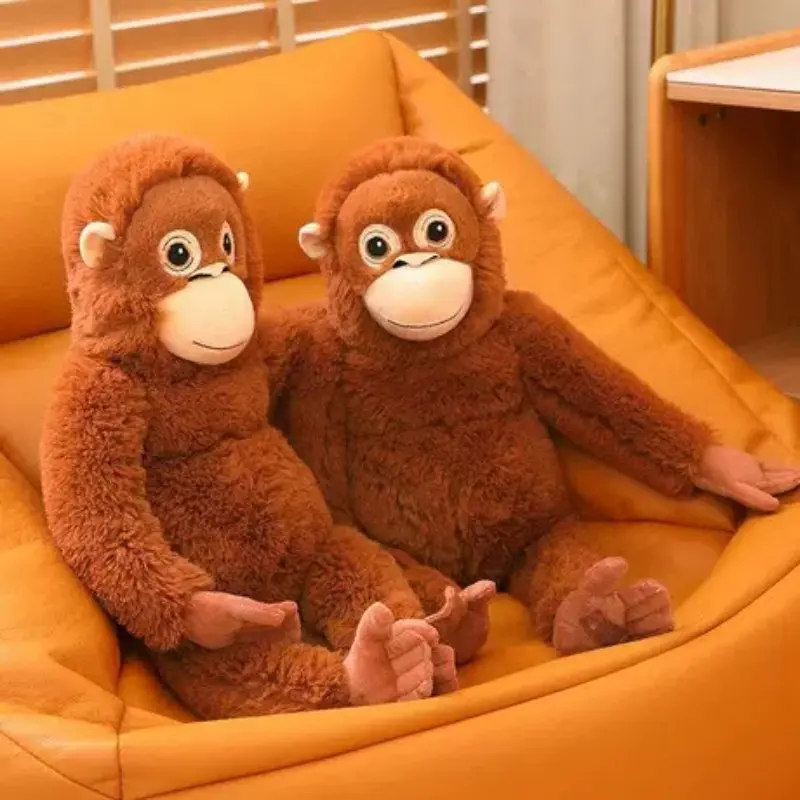 Cute Brown Orangutan Plush Toy, Fluffy Chubby Ape Stuffed Doll, Kawaii Big‑Eyed Wildlife Animal Plush