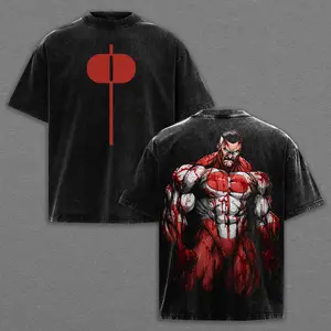 Invincible Omni-Man T-Shirt Vintage Washed Oversized Heavyweight Tee, Viltrumite Empire Blood Battle Large Back Print Shirt, Gifts For Invincible Fans,