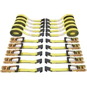 VEVOR 18PCS E Track Ratchet Strap, 2x 15'E-Track Straps 4400 LBS Breaking Strength, Polyester Webbing Spring Fitting Ratchets, Durable Tie-Downs for Tires Motorcycles Trailers Loads YellowVEVOR Super Brand Day