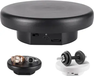 360° Electric Rotating Platform with Type-C Cable 6.3in 15lb Motorized Rotating Display for Jewelry Photography Live Show Video Shoot Mushroom Rotating Stand for 3D Model Cake Black