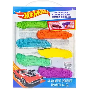 Hot Wheels 6 Piece Bath Bombs for Kids, Bubble Gum Scented, Bath Toys for Kids, Ages 3+, by Townley Girl