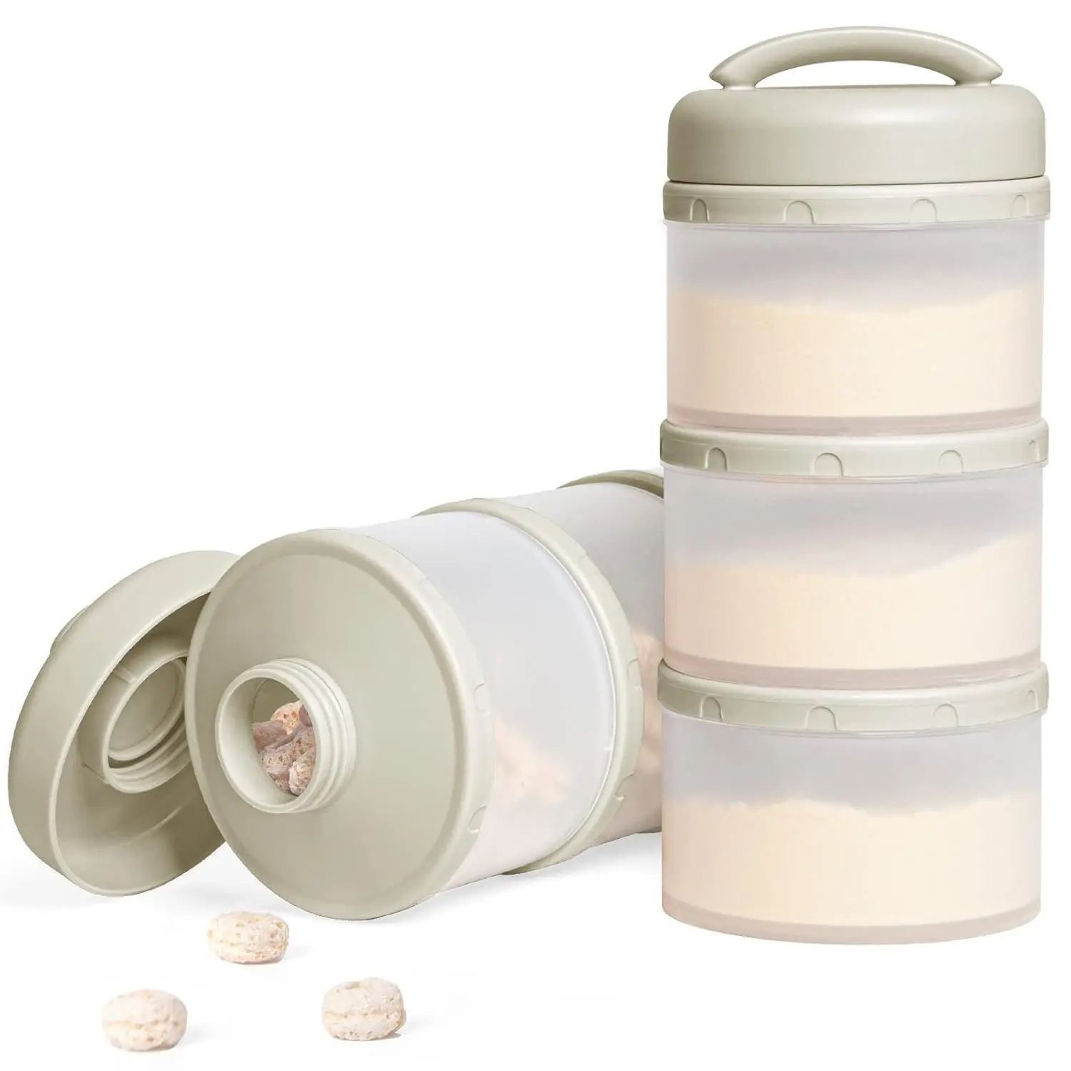 Baby Formula Dispenser - Stackable, Compact, Portable Milk Powder Storage Container, 2-Pack, Warm Grey