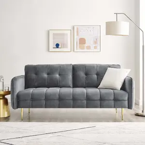 Modway Cameron Tufted Performance Velvet Sofa in Gray