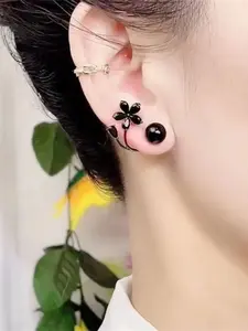 Elegant Tulip U-Shaped Earrings, Sparkling Cubic Zirconia Accents, Hypoallergenic Design for Daily and Special Occasions