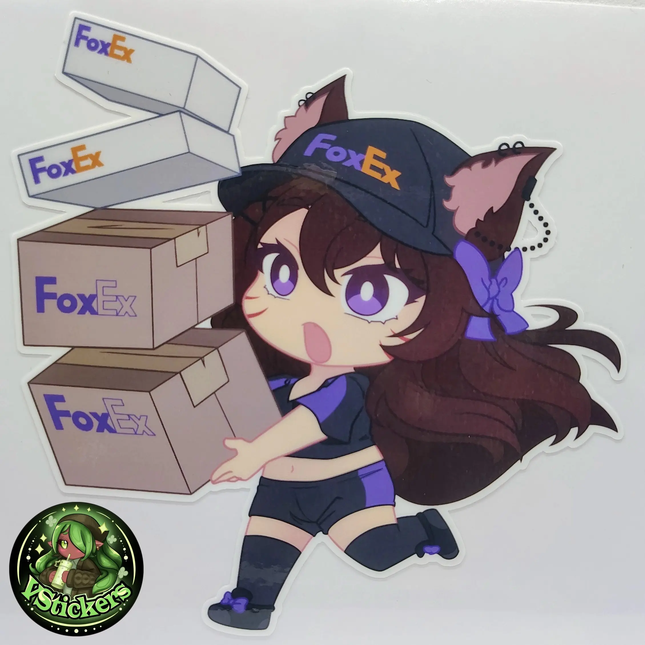 [VTuber] Akiphonic Chibi FoxEx Fan Art Sticker! Water-Resistant Vinyl Sticker!
