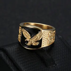 UURIEL Father’s Day Flying Eagle Ring – 316L Stainless Steel Hip-Hop Punk Retro Ring, American Independence Eagle Wing Design, Unique Statement Jewelry for Men & Women