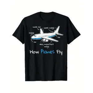 A T-Shirt Featuring a Design about How Airplanes Operate, Suitable for Both Men And Women, Made of Pure for The Summer of 2025. It Falls Under The Category of Educational And Graphic Clothing by Stem Clothing