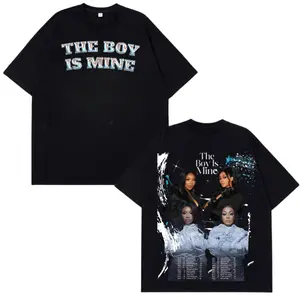 Brandy and Monica The Boy Is Mine Tour Shirt Vintage  Streetwear Shirt R&B Oversized Top Unisex Crew Neck Short Sleeves Airlume Combed Cotton Blend Black T-Shirt for Men with Graphic Design