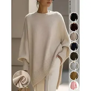 Women's Knitted Sweater Autumn Winter Lazy Style Soft Plush Loose Fit, Cozy and  Ladies' Pullover Knitwear for Fall and Winter