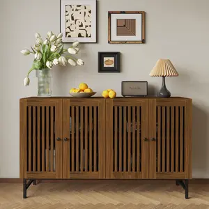 Buffet Storage Cabinet with 4 Shutter Doors,Kitchen Sideboard with Storage,Freestanding Side Cupboard Pantry with Adjustable Shelf For Bathroom,Living room