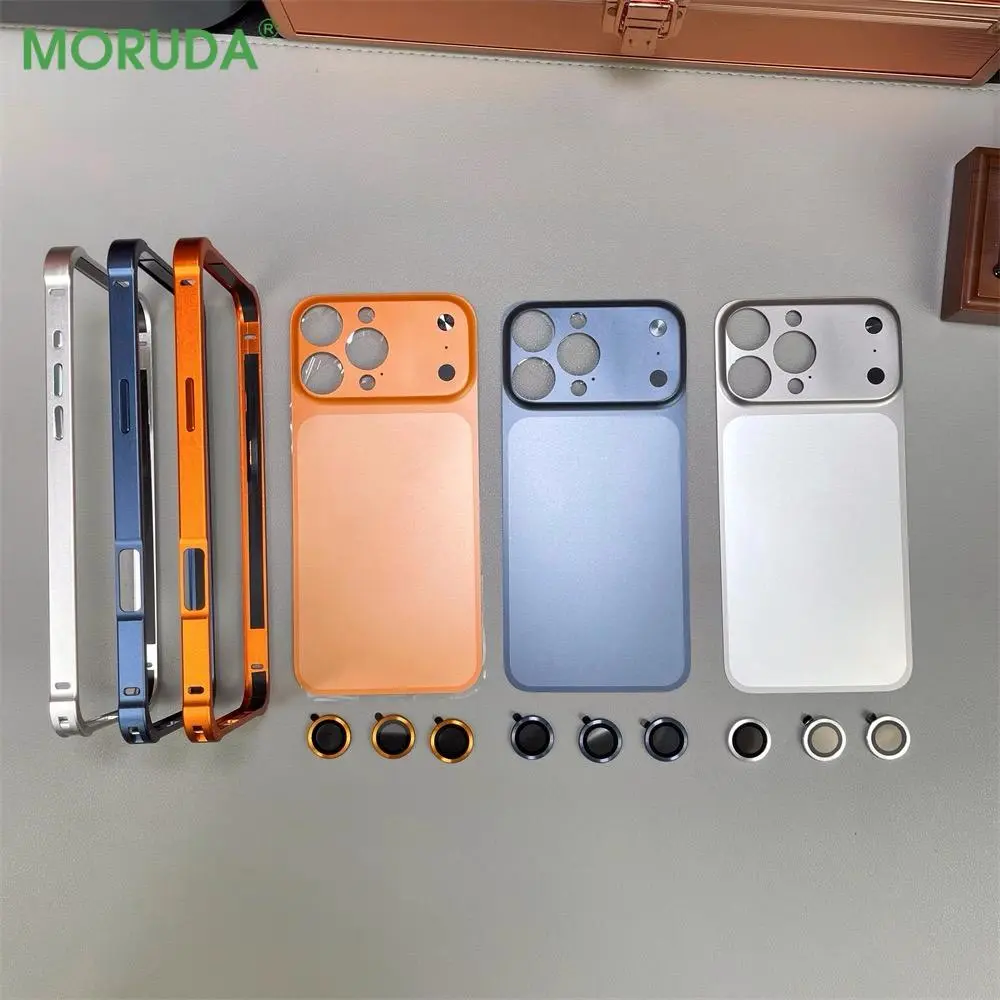 Original Alloy Frame Case For iPhone 16 15 14 13 Pro Max Instantly Transform 17 Pro Max with lens Glass Large Window Fundas Film
