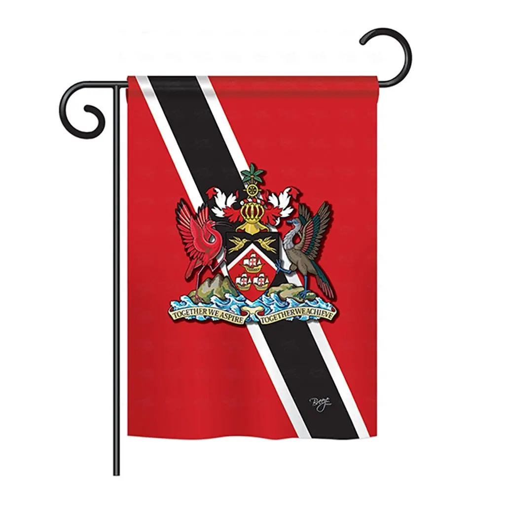 Breeze Decor BD-CY-GS-108172-IP-BO-D-US13-BD 13" X 18.5" in. Trinidad & Tobago Flags of the World Nationality Impressions Decorative Vertical Double Sided Garden Flag Set with Banner Pole