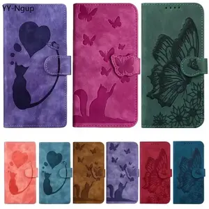 Flip Case for iPhone Cute Cat Butterfly Leather Wallet Back Cover