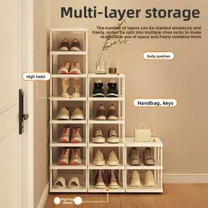 Simple Multi-layer Narrow Gap Shoe Rack, Space-Saving Slim Layered Shoe Shelf for Home, Dorm, Office & Entrance, Open Shelf Storage, Adjustable Storage Rack