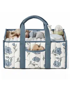 Floral Diaper Caddy Organizer, Vintage Diaper Bags, Stylish Nursery Storage Basket, Perfect Gift for Baby Shower, Essential Newborn Supplies