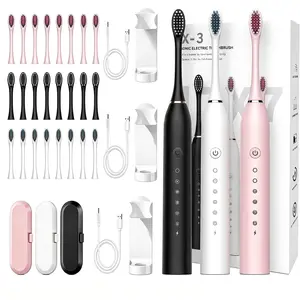 Adult Portable Sonic Toothbrush Set - USB Rechargeable, 6 Modes, 8 Brush Heads, Travel Oral Care Kit for Bathroom Home Supplies