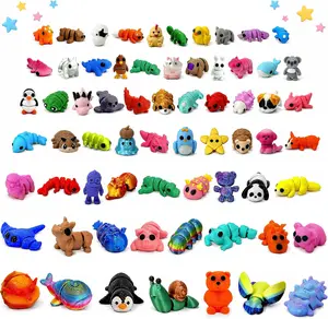 120PCS Surprise 3D Printed Animals Bulk, Random Collectible Mini Animal Figurines, Articulated Fidget Toys Variety Pack, Party Favors, Classroom Prizes, Goodie Bag Stuffers, Desk Pets